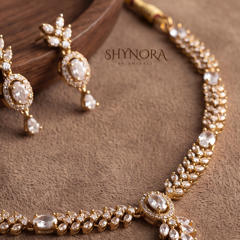 Leaf Vine Solitaire Pendant Necklace Set – Shynora By Shivali