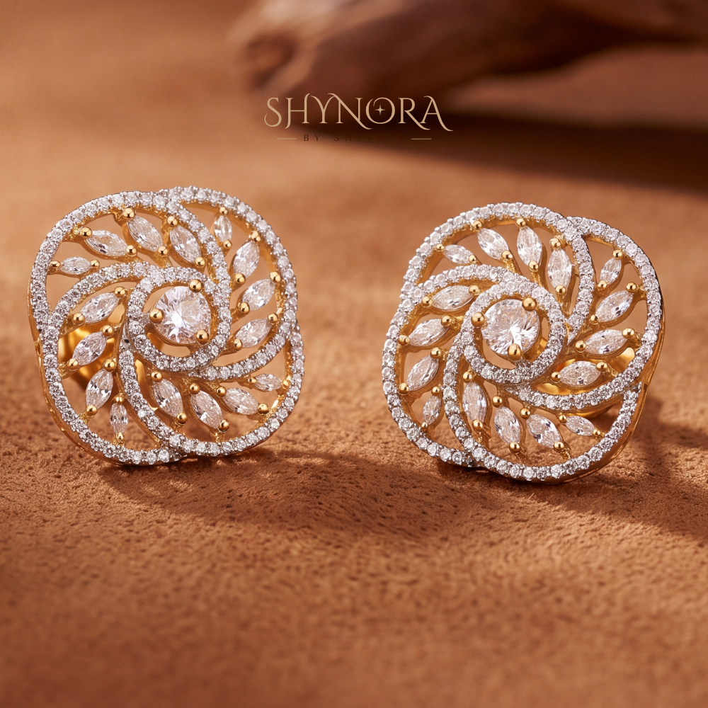 Square Swirl Leaf Stud Earrings – Shynora By Shivali