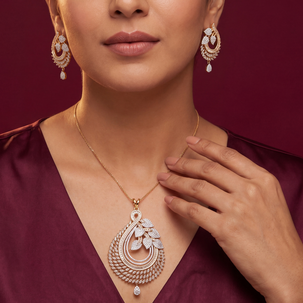Floral Fan AD Pendant Set – Shynora By Shivali