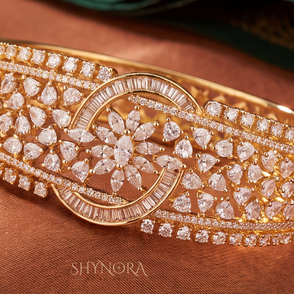 Floral Baguette Wide Kada – Shynora By Shivali