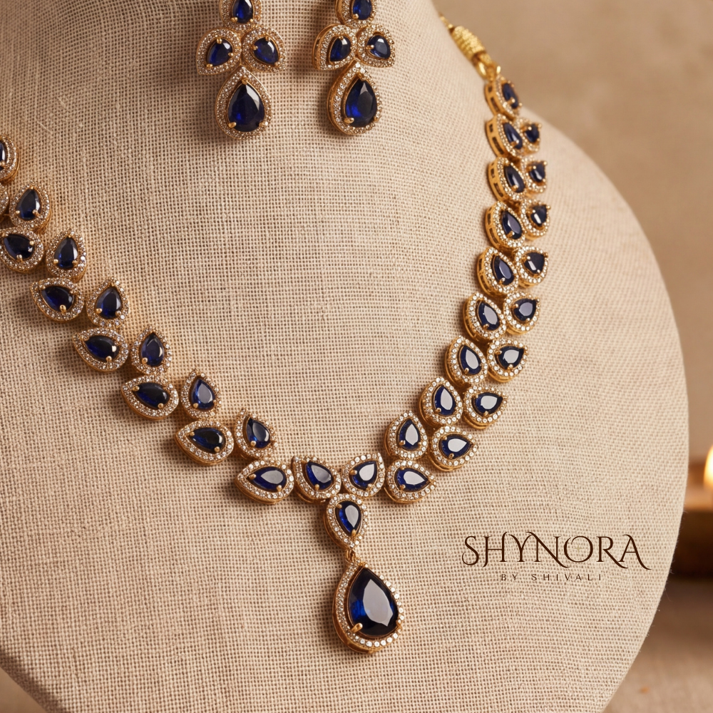 Sapphire Butterfly Motif Necklace Set – Shynora By Shivali