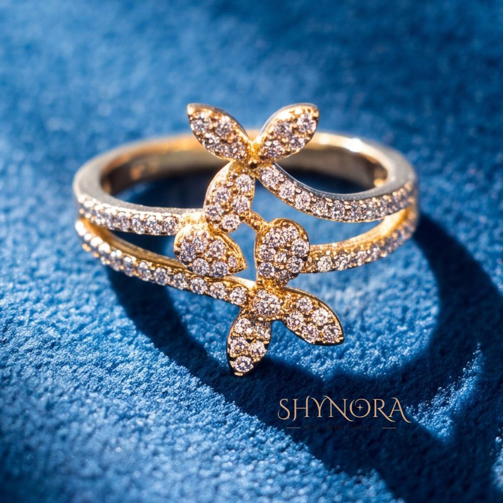 Butterfly Floral Cluster Cocktail Ring – Shynora By Shivali