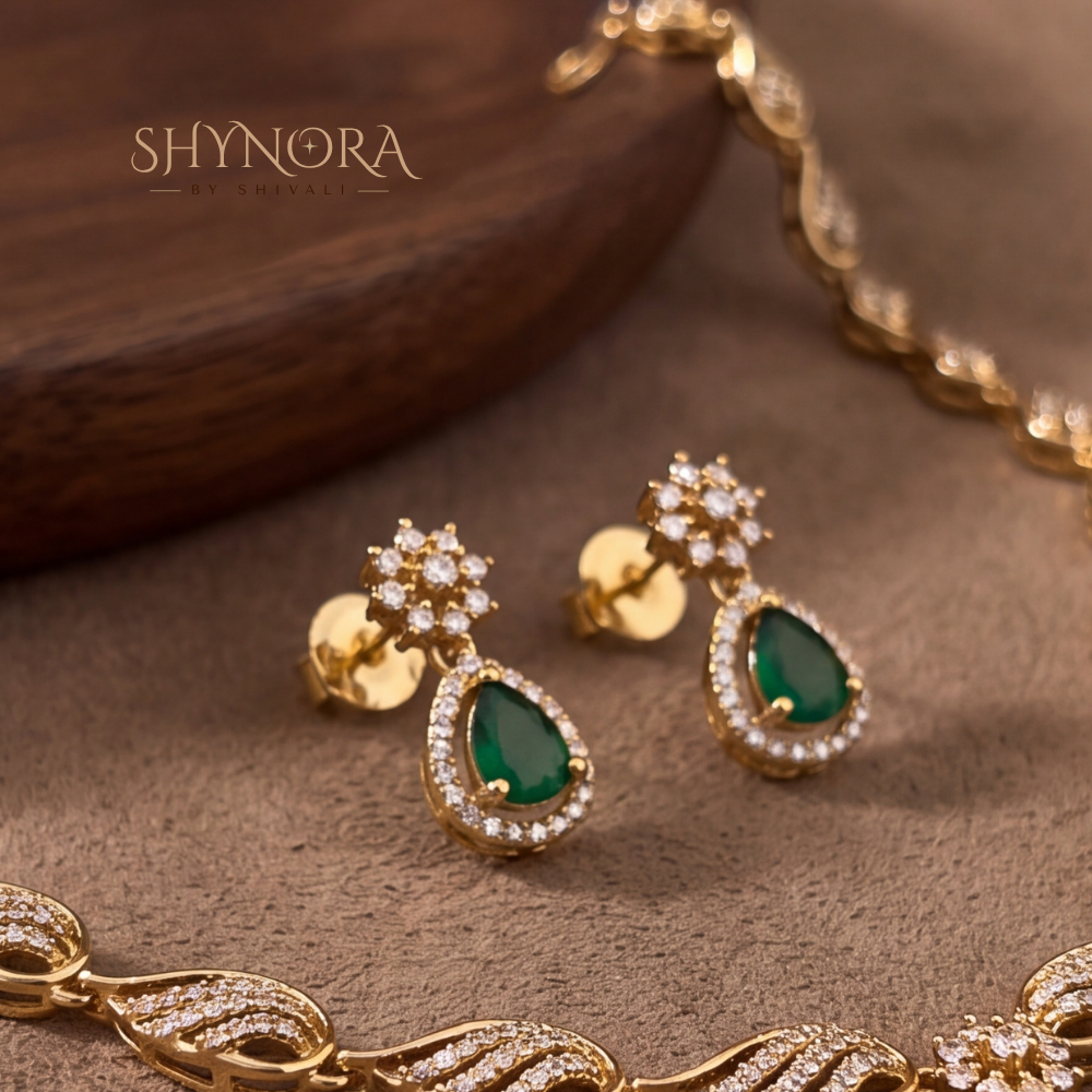 Twisted Rope Emerald Drop Necklace Set – Shynora By Shivali