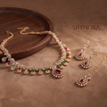 Multicolor Gemstone Pear Fringe Necklace Set – Shynora By Shivali