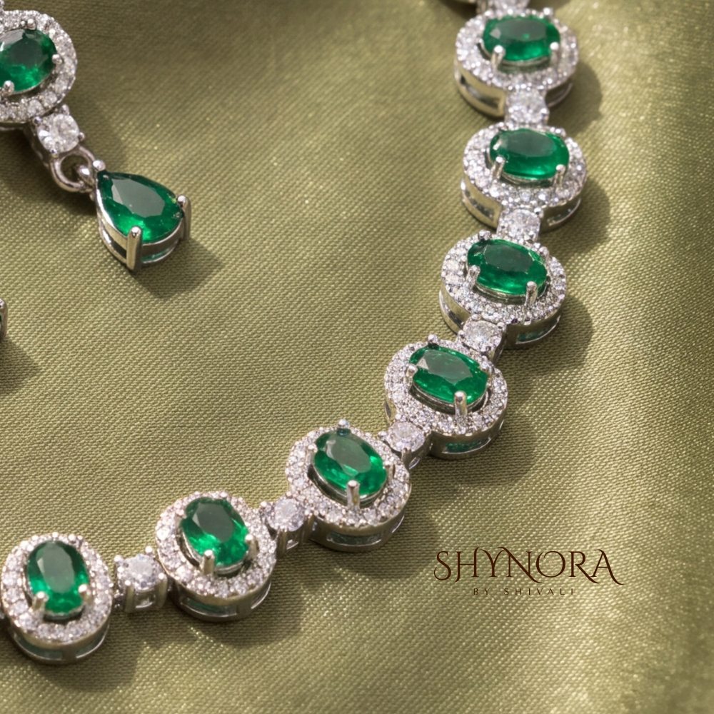 Emerald Round Single Strand Necklace Set – Shynora By Shivali