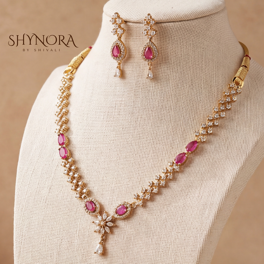 Ruby Diamond Lattice Necklace Set – Shynora By Shivali