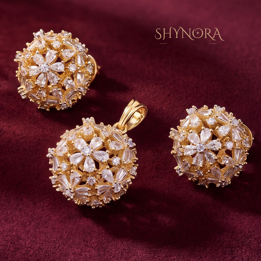 Round Floral Cluster Pendant Set – Shynora By Shivali