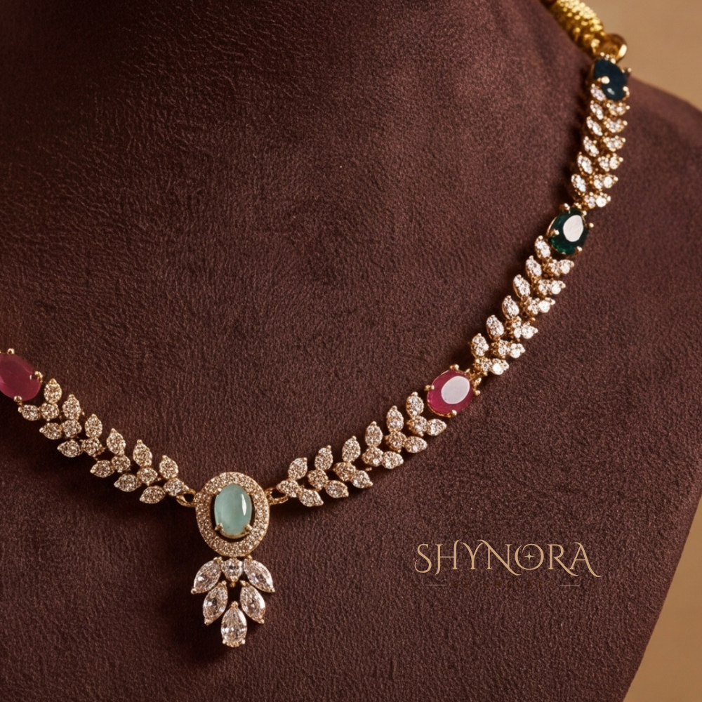 Sapphire Floral Cluster Necklace Set – Shynora By Shivali