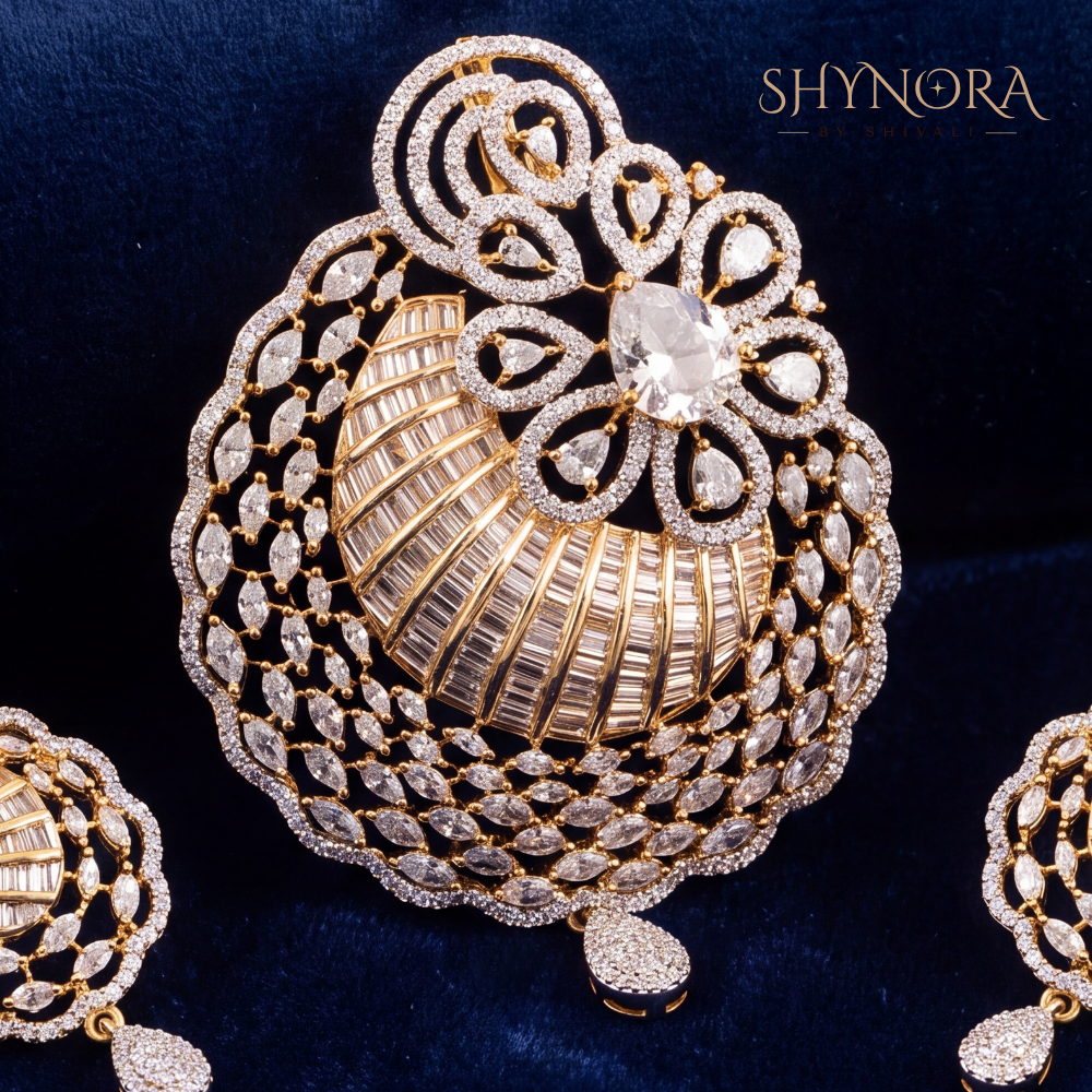 Scalloped Bloom AD Pendant Set – Shynora By Shivali