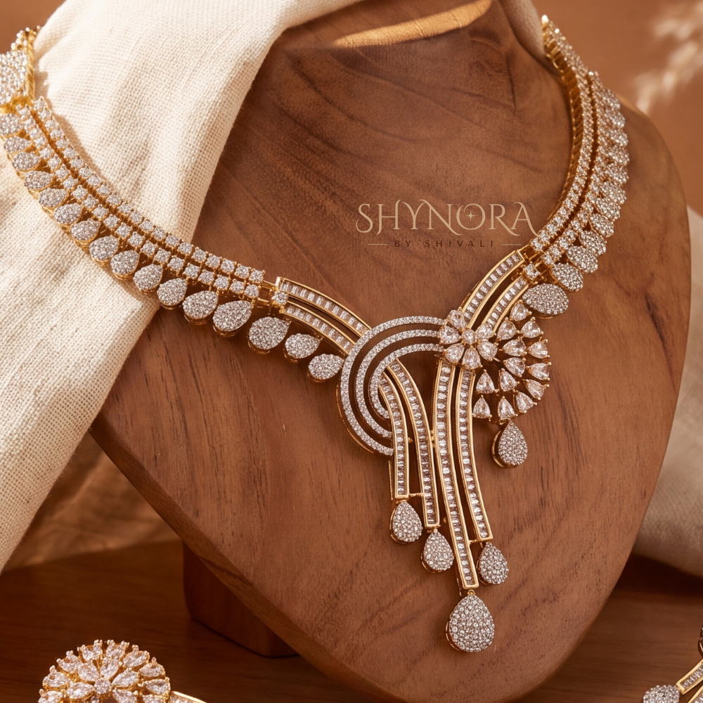 Chandelier Fan Drop Necklace Set – Shynora By Shivali