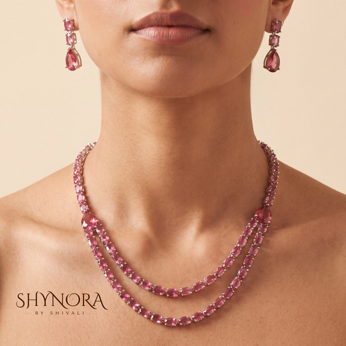 Pink Double Strand Necklace Set – Shynora By Shivali