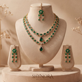 Emerald Two Layer Chain Necklace Set – Shynora By Shivali
