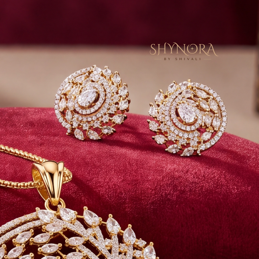 Swirl Drop AD Pendant Set – Shynora By Shivali
