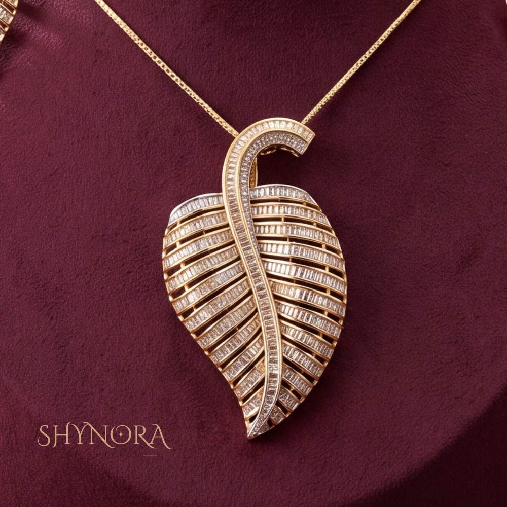 Elongated Feather Leaf Pendant Set – Shynora By Shivali