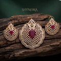 Ruby Baguette Cluster Pendant Set – Shynora By Shivali