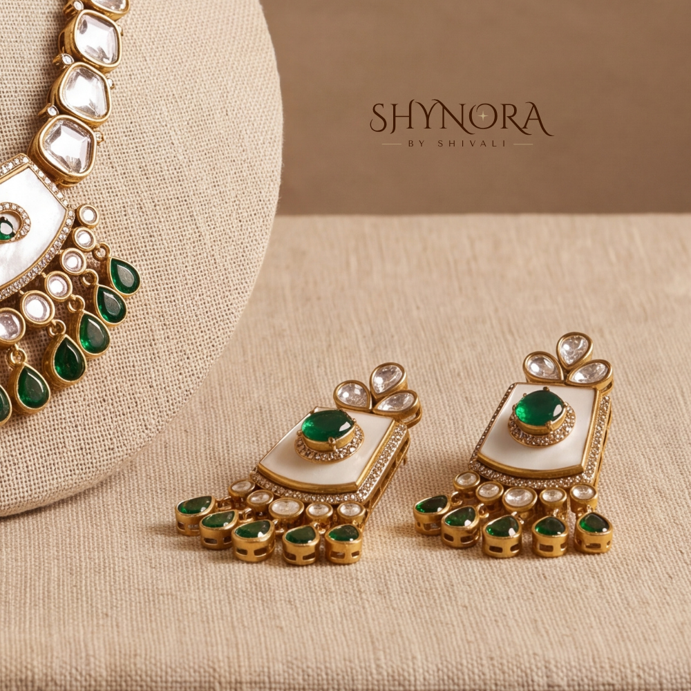 Emerald Kundan Mehendi Polish Bridal Necklace – Shynora By Shivali
