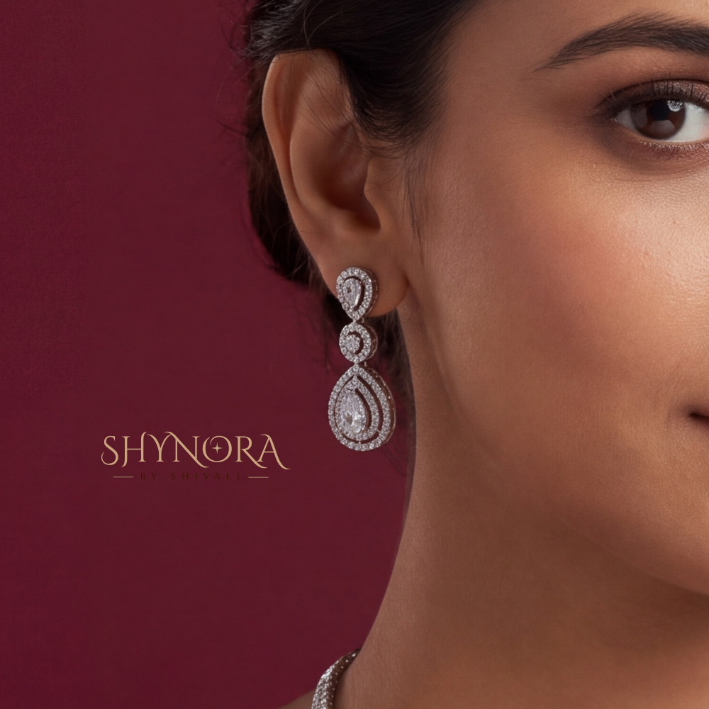 Diamond Delicate Pear Pendant Necklace Set – Shynora By Shivali