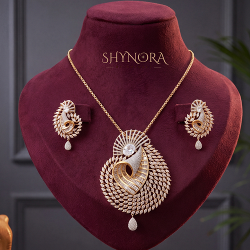 Fan Swirl Peacock Pendant Set – Shynora By Shivali