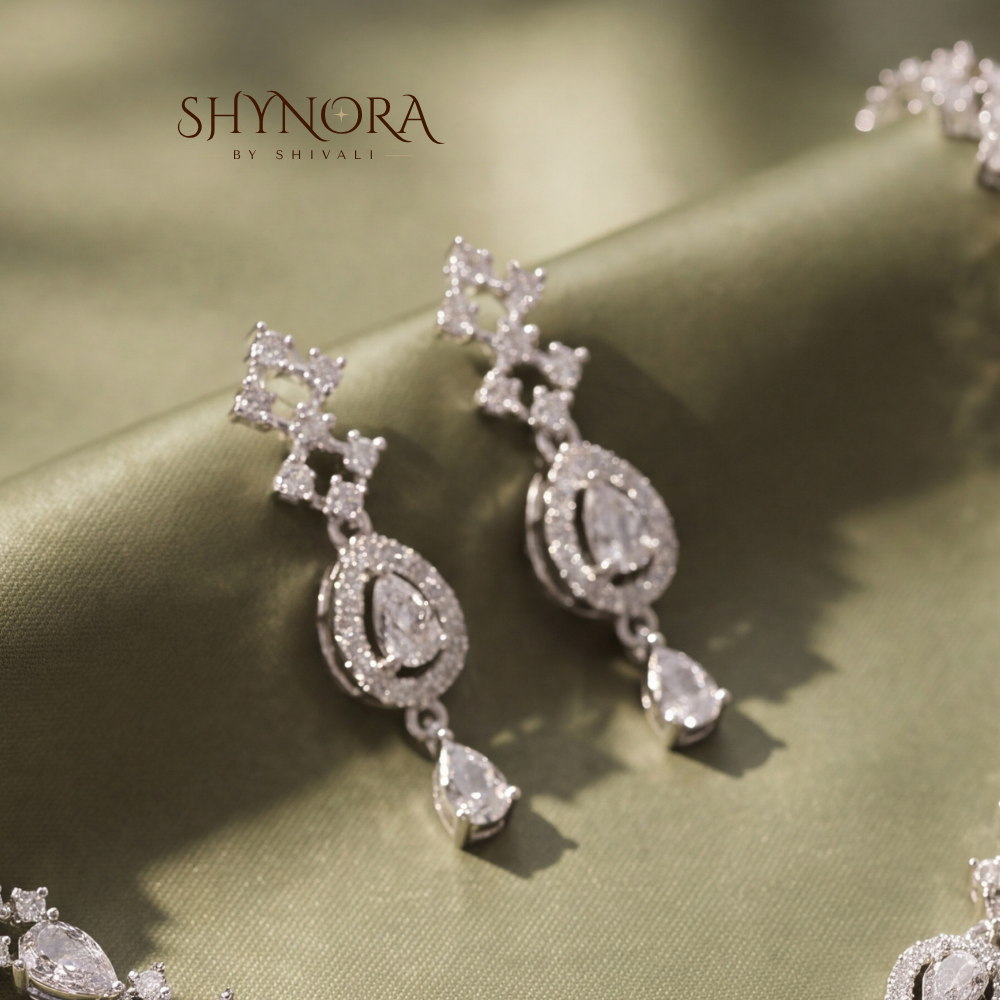 Diamond Lattice Floral Drop Necklace Set – Shynora By Shivali
