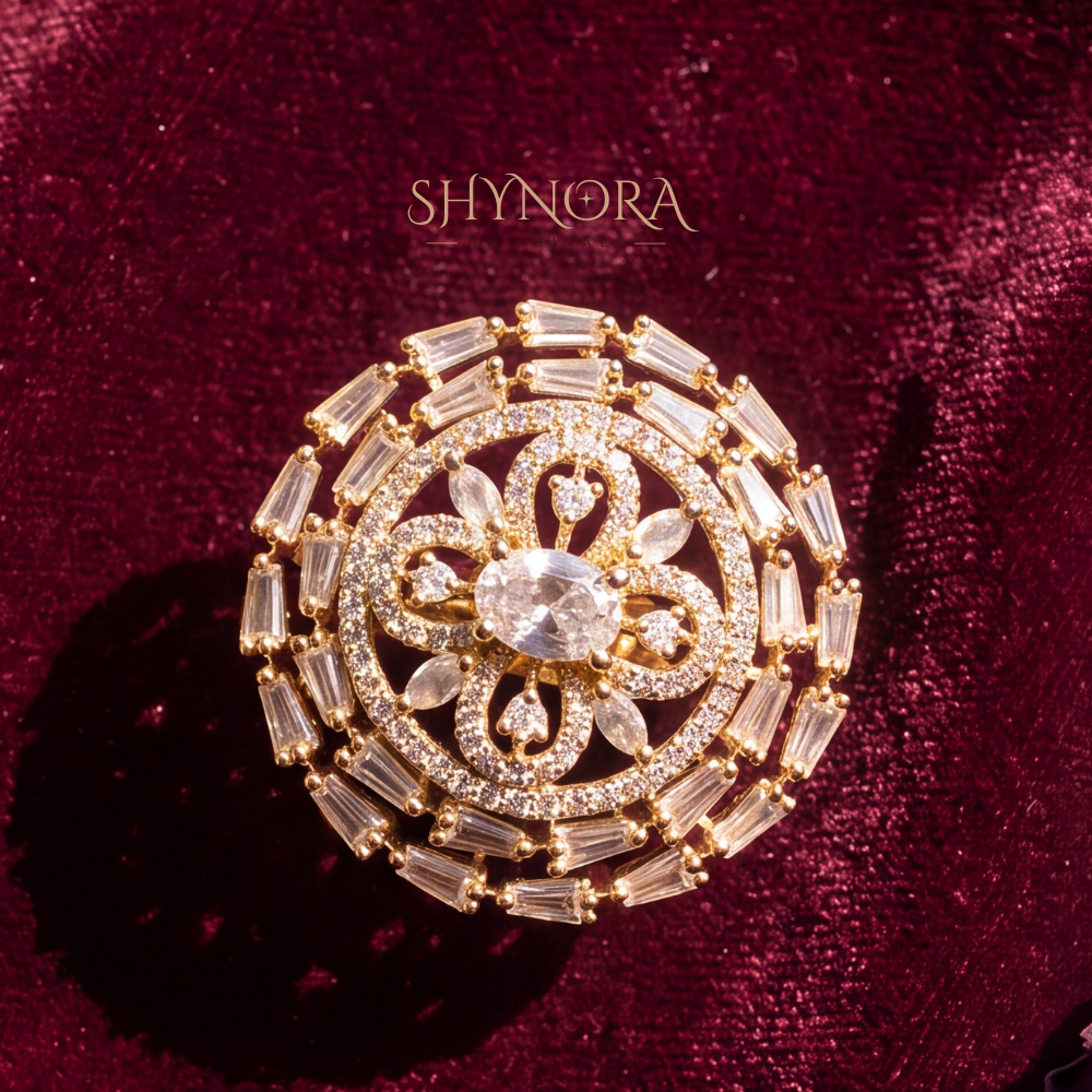 Round Baguette Halo Cocktail Ring – Shynora By Shivali