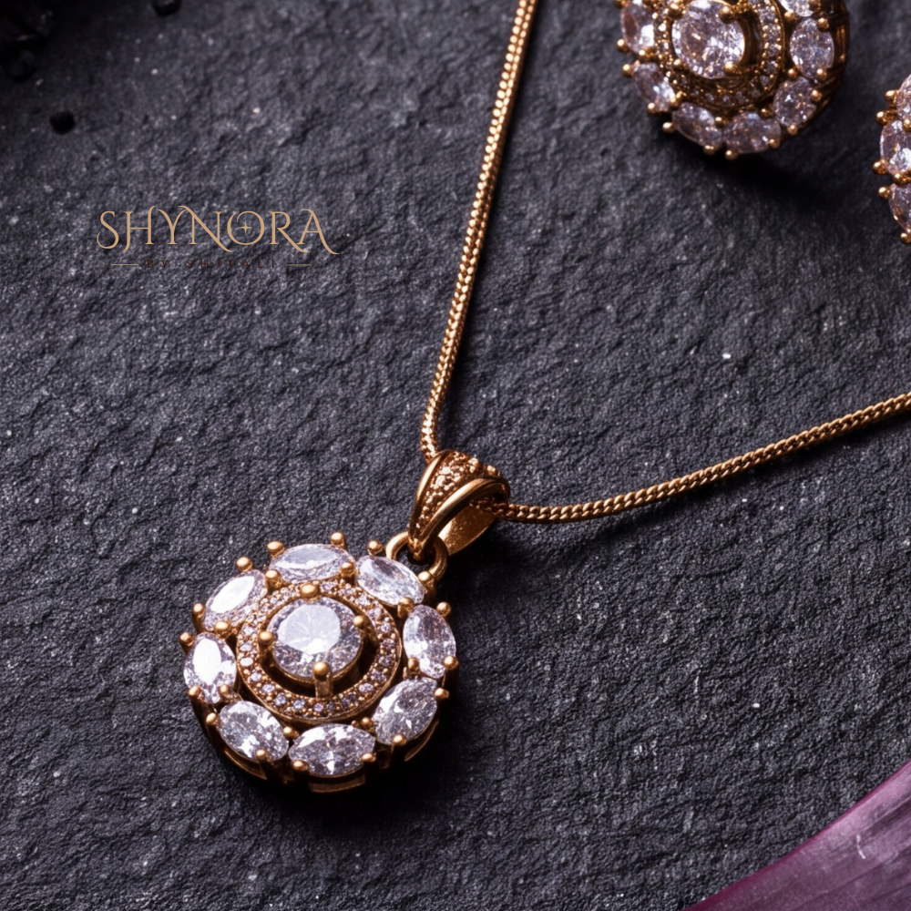 Round Cluster Pendant Set – Shynora By Shivali