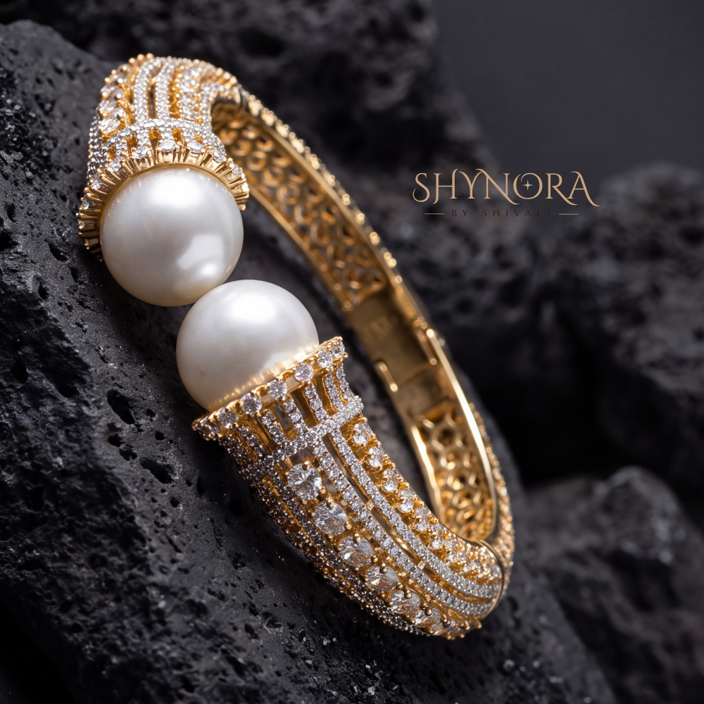 Double Pearl Diamond Kada – Shynora By Shivali