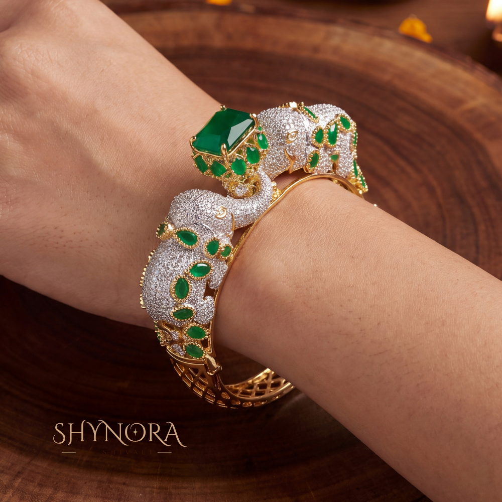 Emerald Snake Motif Kada – Shynora By Shivali