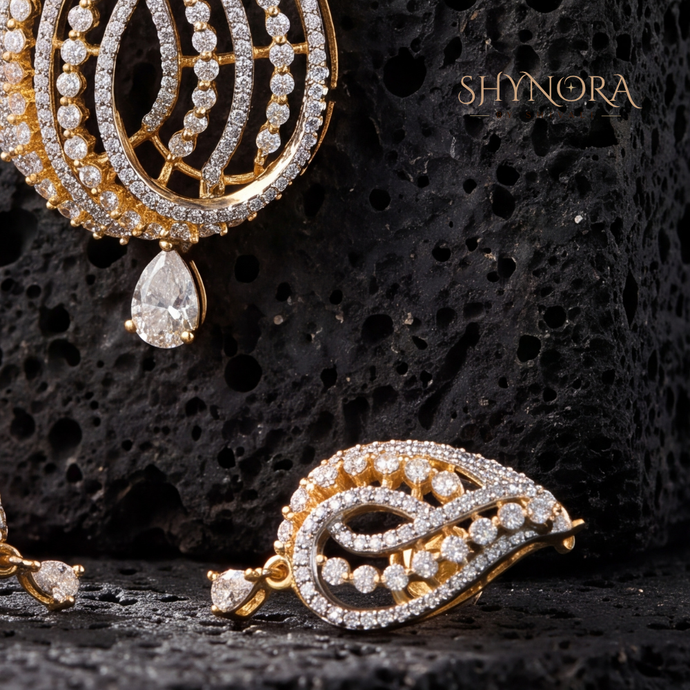 Swirl Feather Leaf Pendant Set – Shynora By Shivali