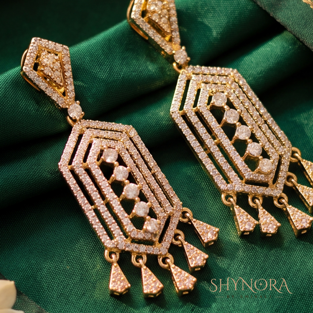 Tapered Geometric Charm Drop Earrings – Shynora By Shivali