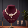 Round Halo Baguette Necklace Set – Shynora By Shivali