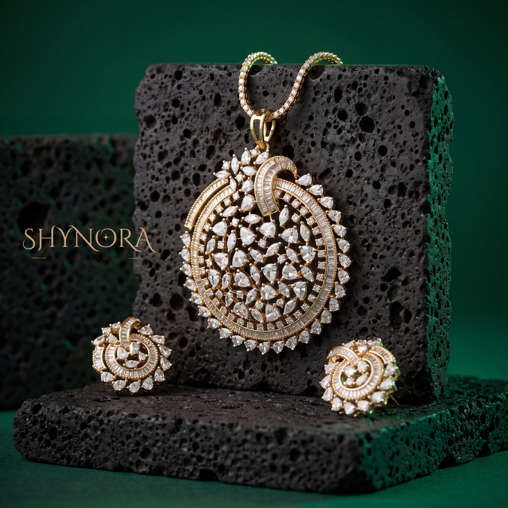 Round Paisley Drop AD Pendant Set – Shynora By Shivali