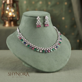 Multicolor Gemstone Diamond Lattice Necklace Set – Shynora By Shivali