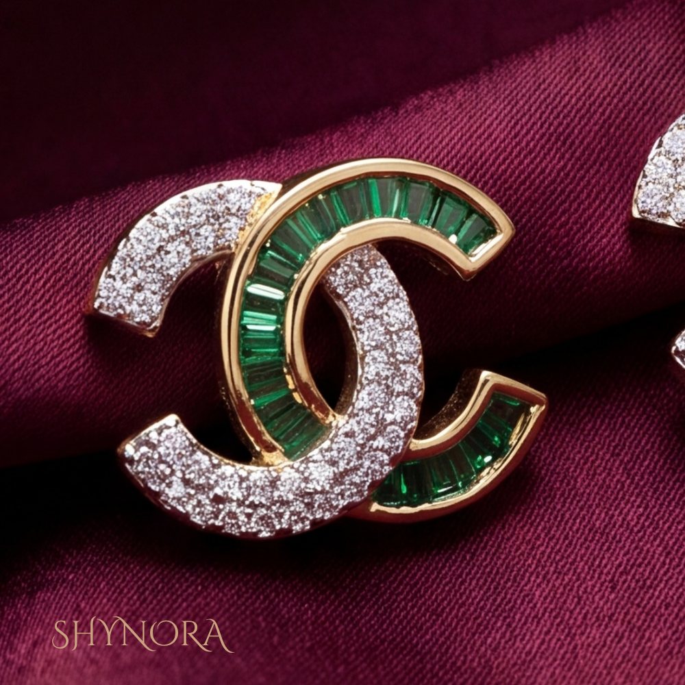 Emerald Interlocking Crescent Pendant Set – Shynora By Shivali