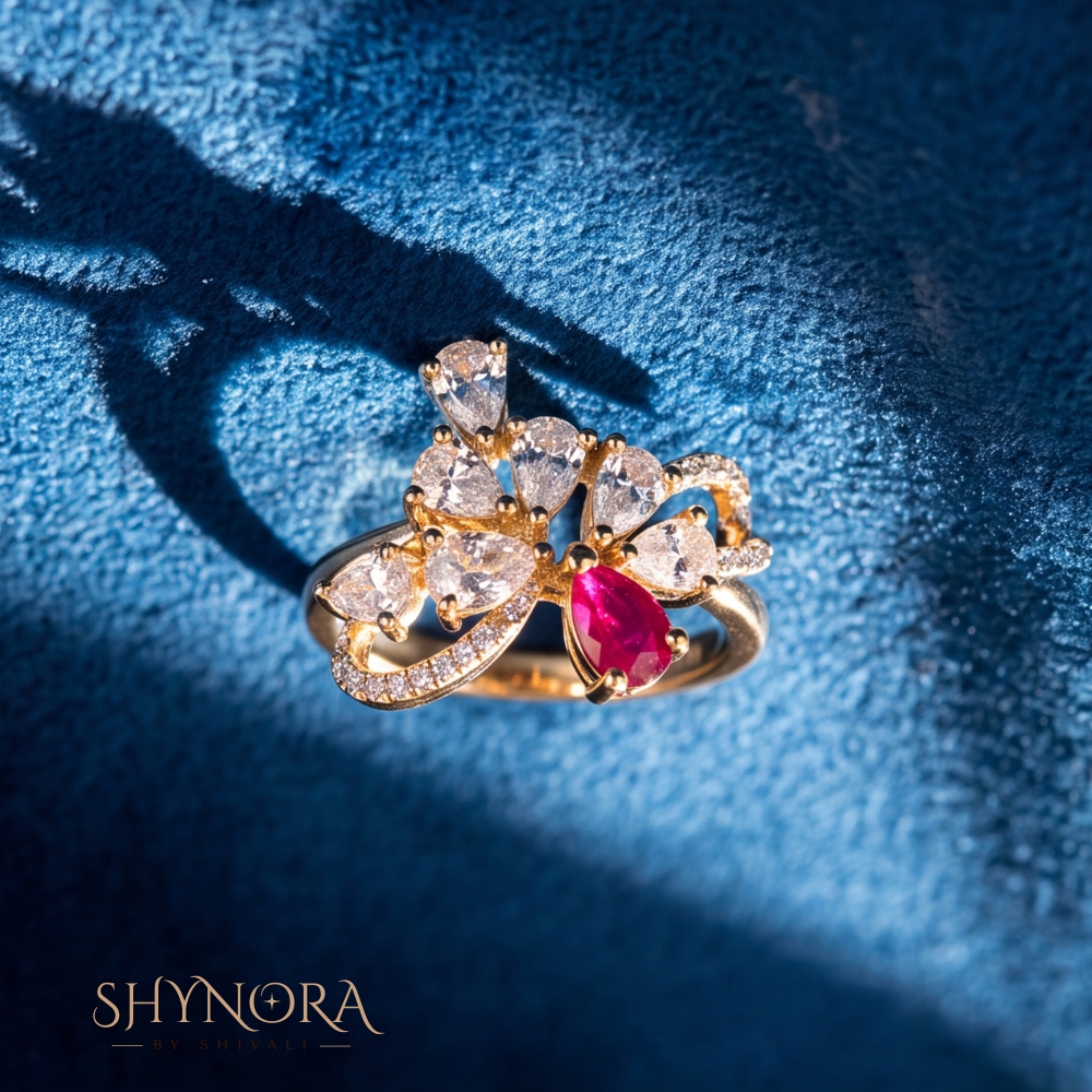 Emerald Paisley Crown Adjustable Ring – Shynora By Shivali