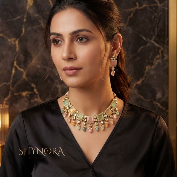 Pastel Polki Kundan Choker Set