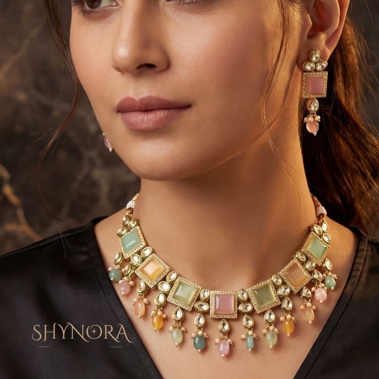 Pastel Polki Kundan Choker Set