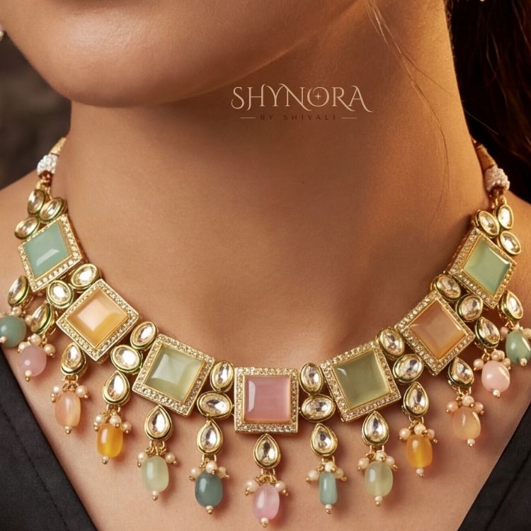 Pastel Polki Kundan Choker Set