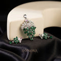 Heer Emerald Peacock Drops AD Pendant Set