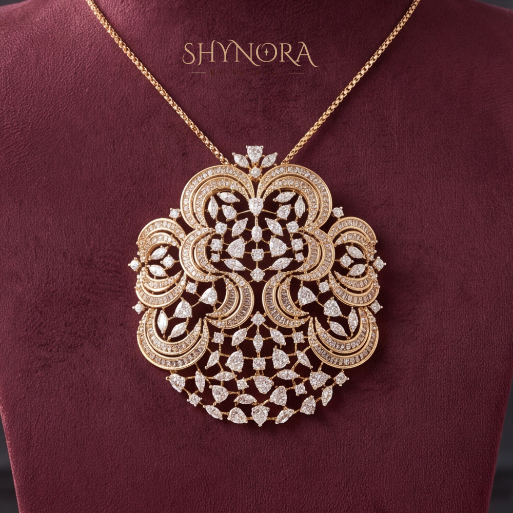 Floral Cluster Round AD Pendant Set – Shynora By Shivali