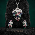 Heer Multicolor Peacock Drops AD Pendant Set