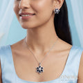 Heer Midnight Sapphire Bloom AD Pendant Set