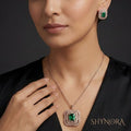 Heer Emerald Halo AD Pendant Set