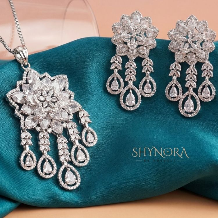 Noor Blossom Drop AD Pendant Set