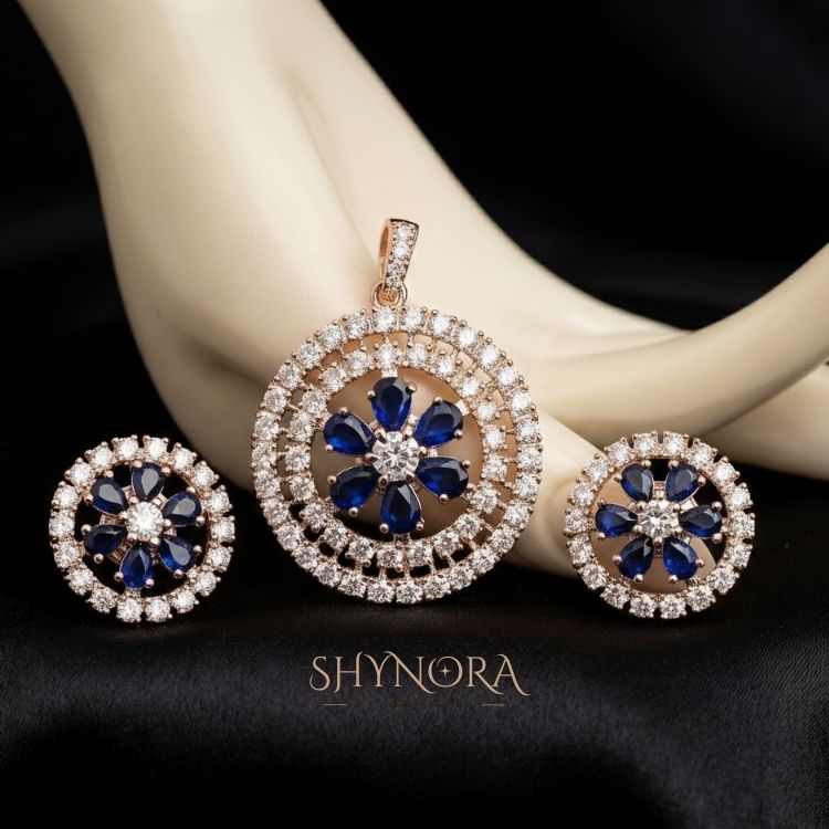 Neelam Aura Circular AD Pendant Set