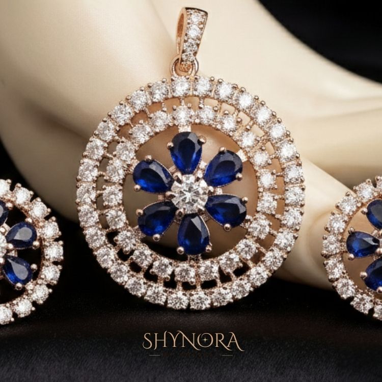Neelam Aura Circular AD Pendant Set