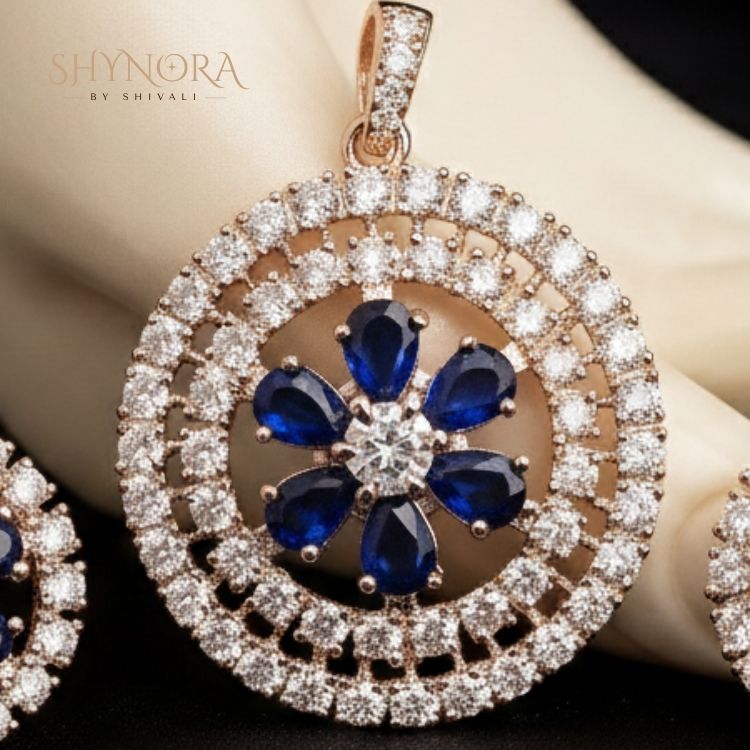 Neelam Aura Circular AD Pendant Set