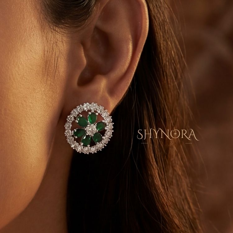 Emerald Bloom Circular AD Pendant Set