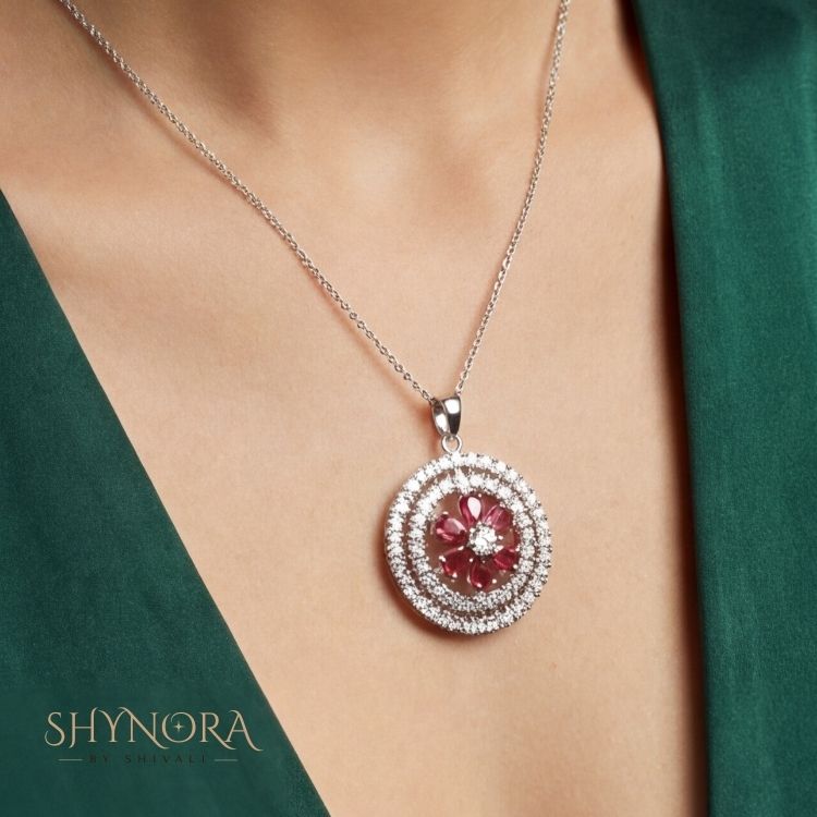 Ruby Radiance Circular AD Pendant Set