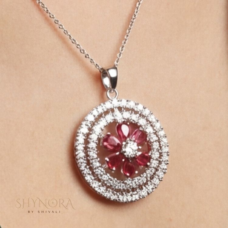 Ruby Radiance Circular AD Pendant Set