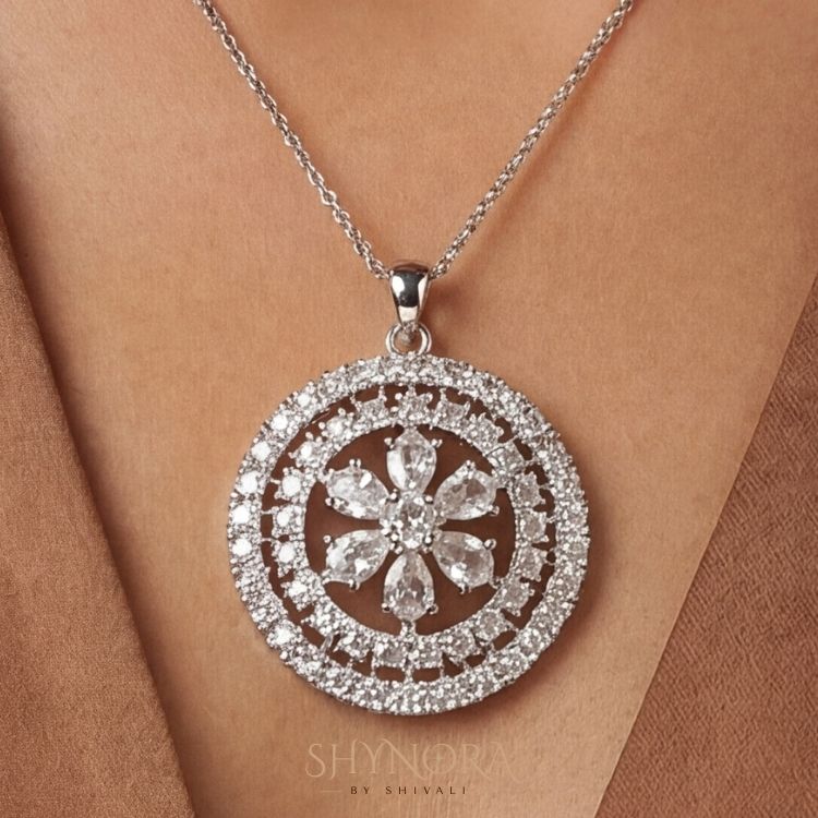 Crystal Bloom Circular AD Pendant Set